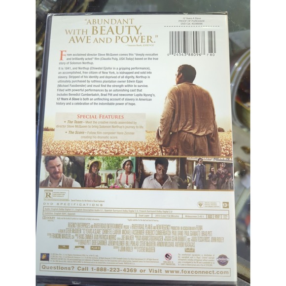 12 Years A slave Brad Pitt Chiwetel Ejiofor Steve McQueen movie DVD brand NEW - Picture 2 of 2